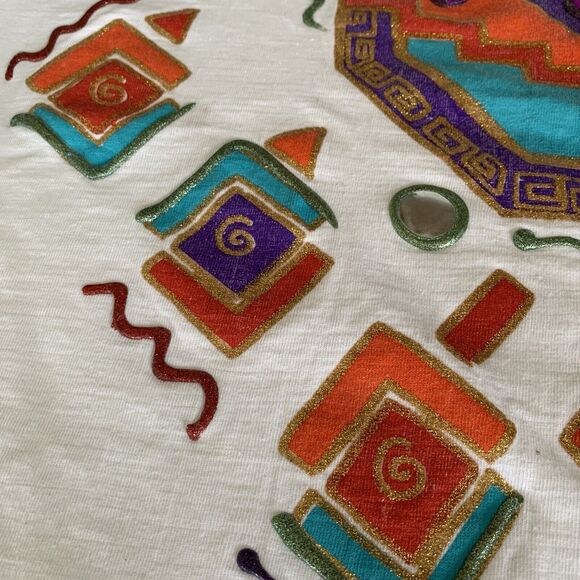 Sweet Blondie T-Shirt Womens One Size Aztec Graphics/ Gold Thread Embroidery Vac - Picture 5 of 12